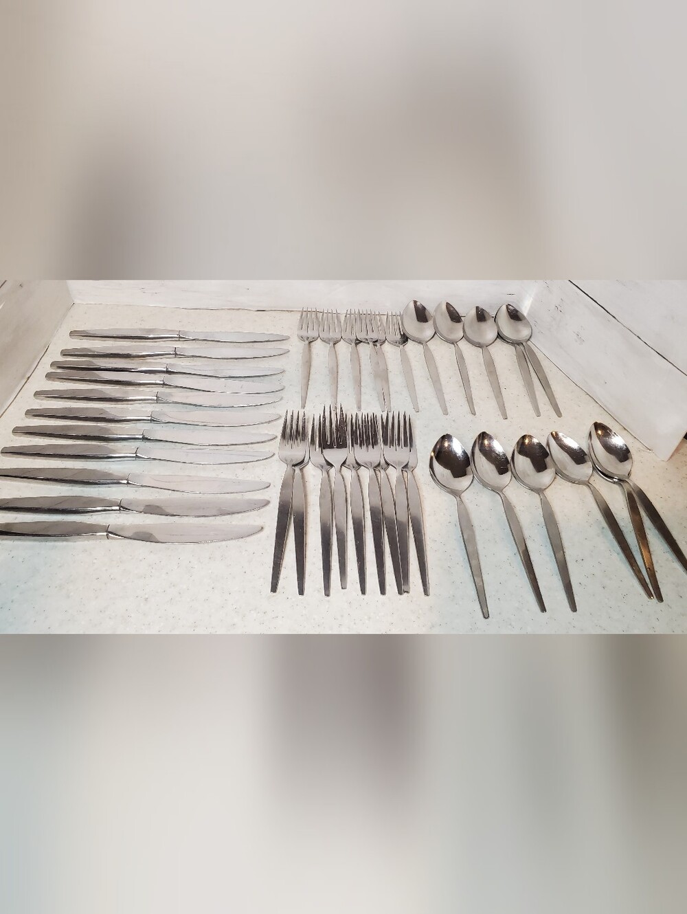 Oneida Frostfire Stainless Flatware Lot 37 Pcs MCM Replacement Knives Forks Spoo